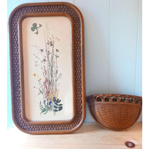 Vintage Flower Art Wall Planter Boho Decor Homco